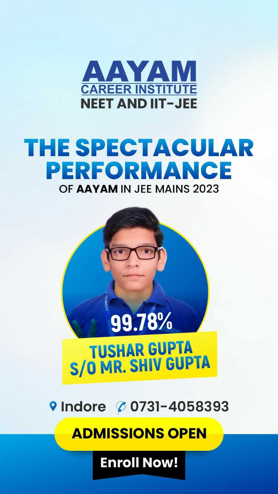 Aayam JEE Main 2023 result poster 1