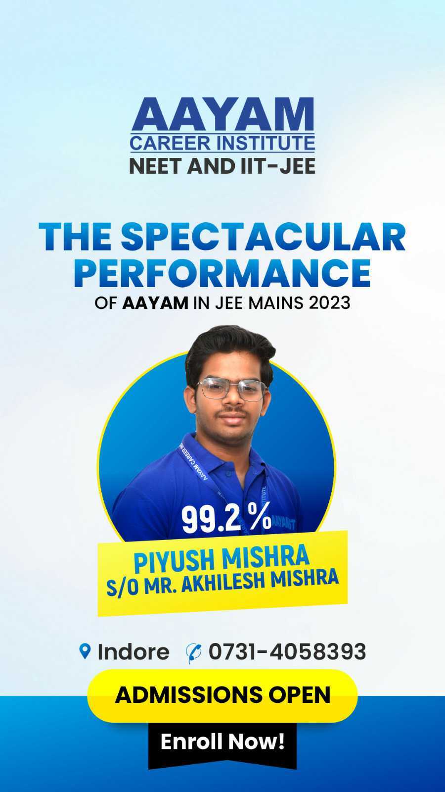 Aayam JEE Main 2023 result poster 3