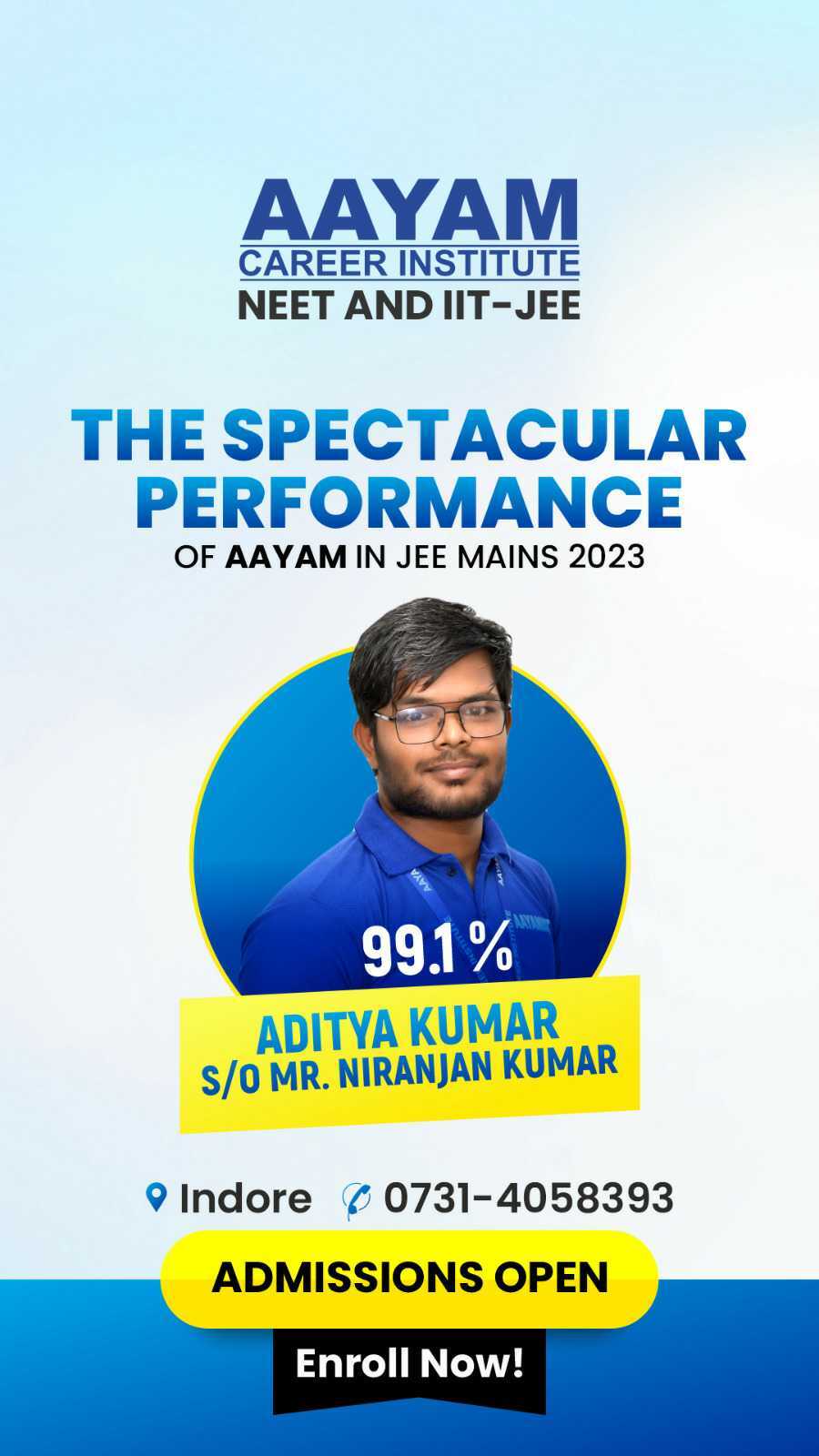 Aayam JEE Main 2023 result poster 4