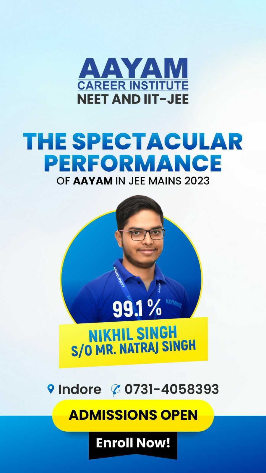 Aayam JEE Main 2023 result poster 5