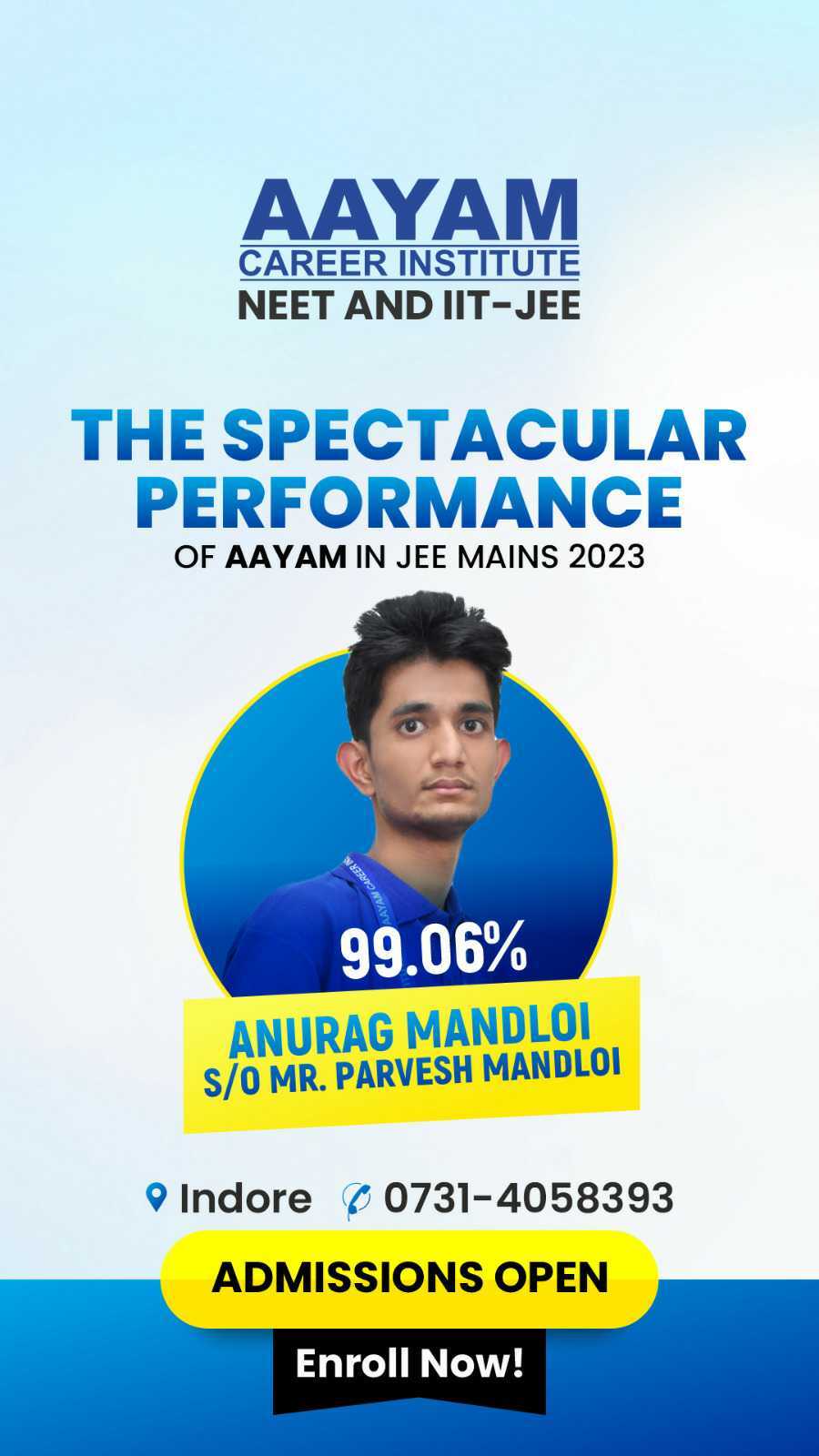 Aayam JEE Main 2023 result poster 6